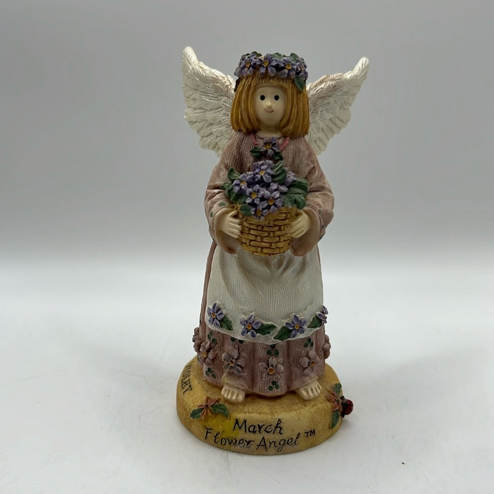 Flower Angel March Violet Figurine Resin 1995 Linda Grayson Collection